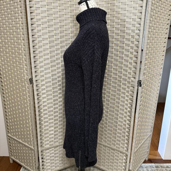 American Eagle Turtleneck Sweater Dress Size S Brown Black Side Hem Zippers NEW - Picture 2 of 12